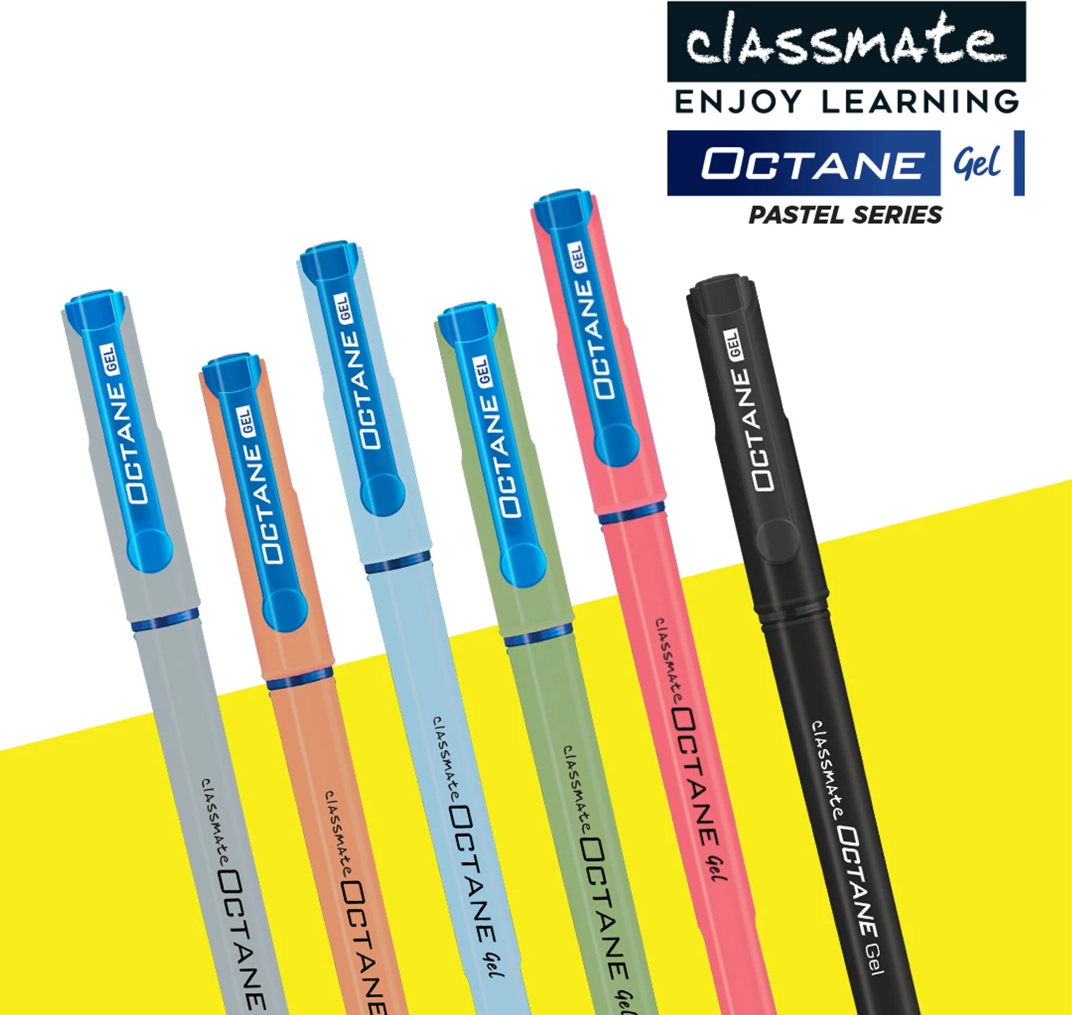Classmate Octane Gel Pastel Pens | Blue & Black Ink Pens (Pack of 50)
