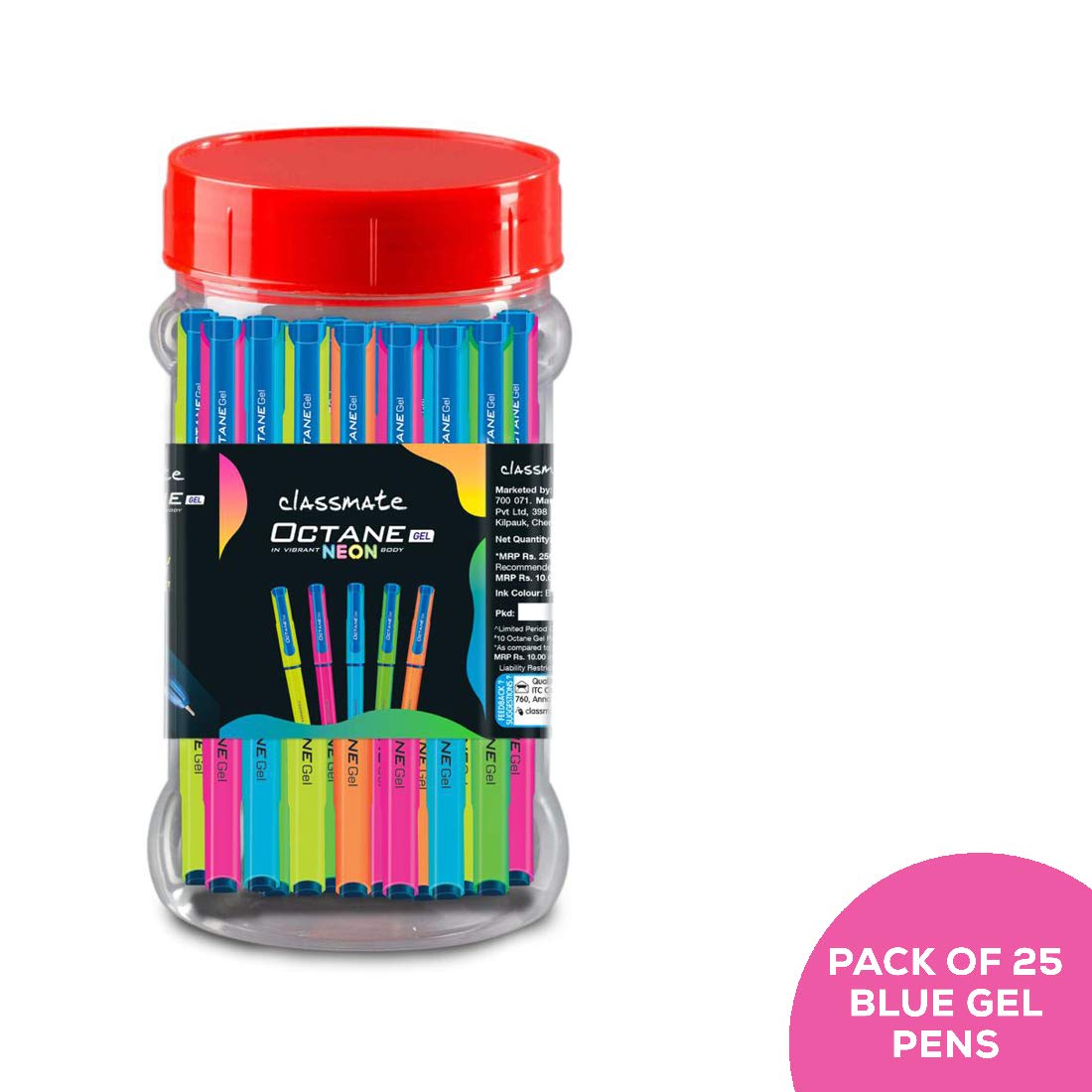 Classmate Octane Gel Neon Pens | Blue Ink Smooth Writing Pens