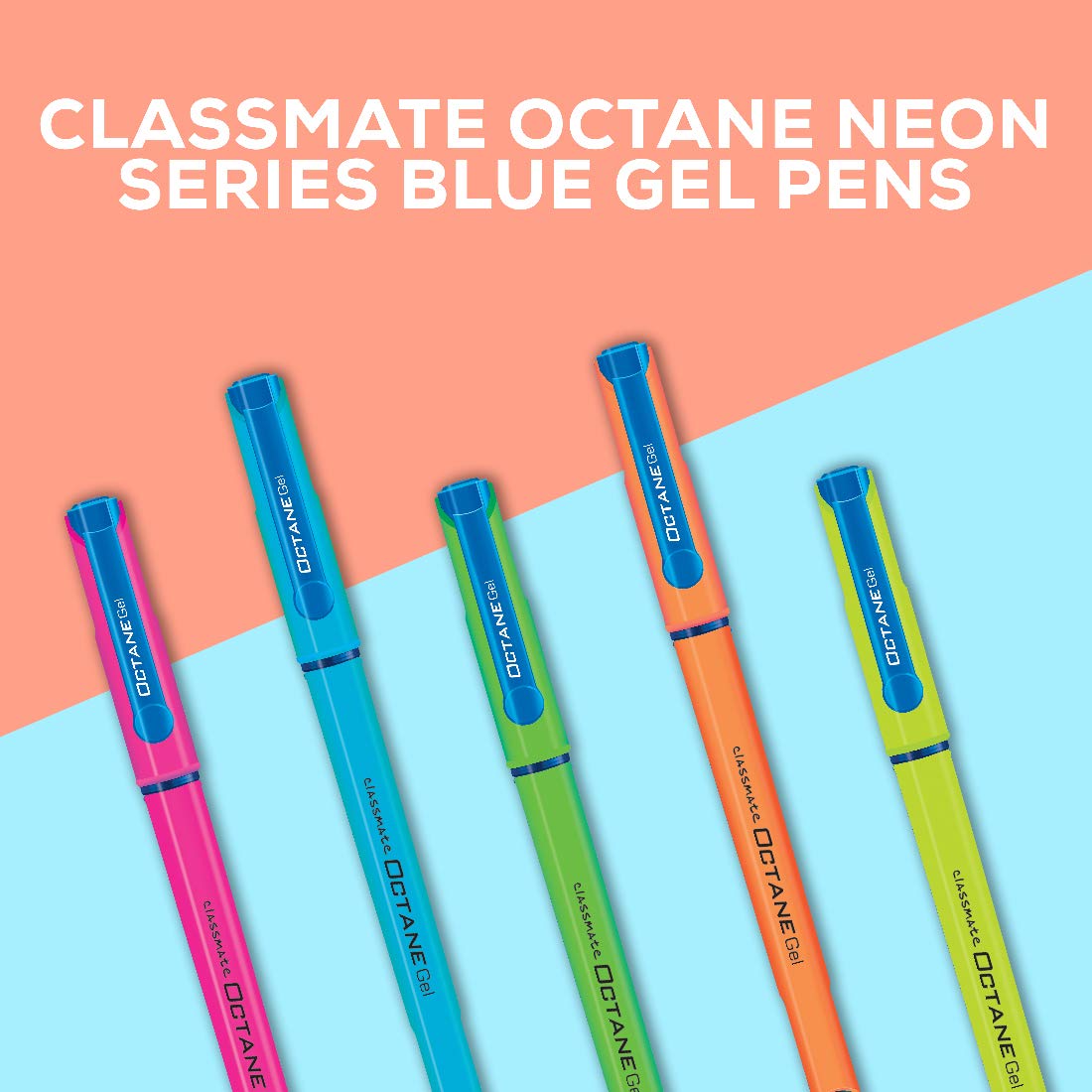 Classmate Octane Gel Neon Pens | Blue Ink Smooth Writing Pens