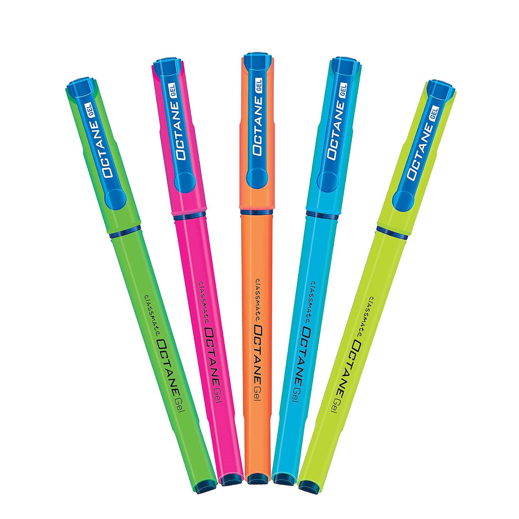 Classmate Octane Gel Neon Pens | Blue Ink Smooth Writing Pens