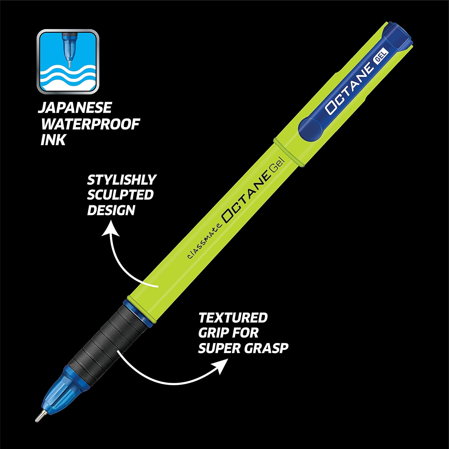 Classmate Octane Gel Neon Pens | Blue Ink Smooth Writing Pens