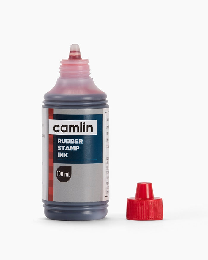 Camlin Kokuyo Rubber Stamp Ink | Red Color, 100 ml Bottle