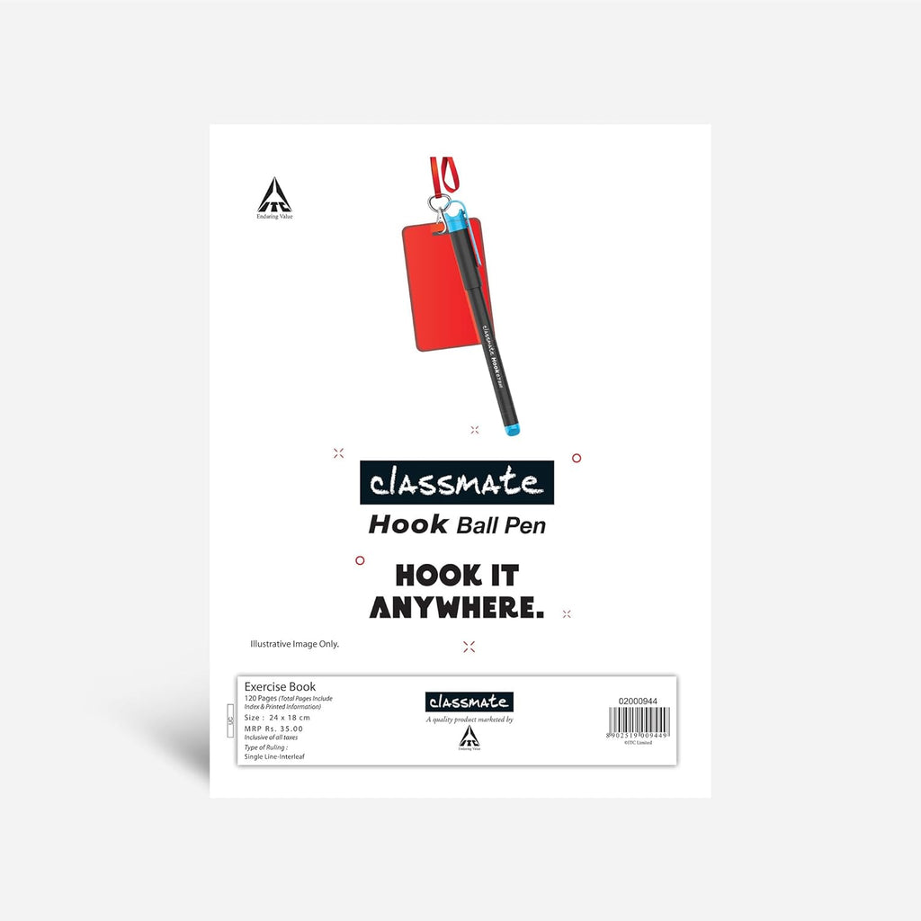 Classmate Single Line Interleaf Hard Bound Notebook | Ruled Notebook | 190 x 155 mm