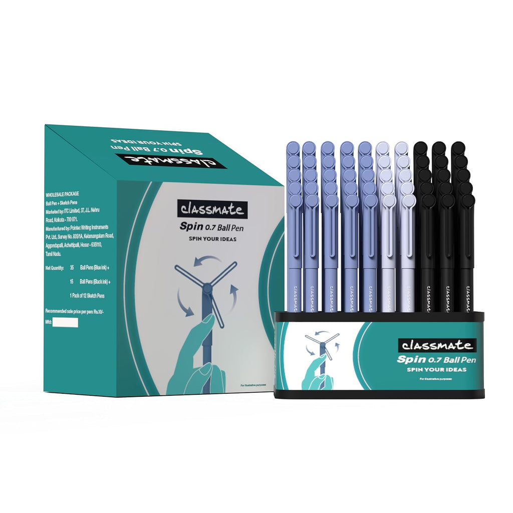 Classmate Spin Ball Pens | Smooth Writing 0.7 mm Ball Pens
