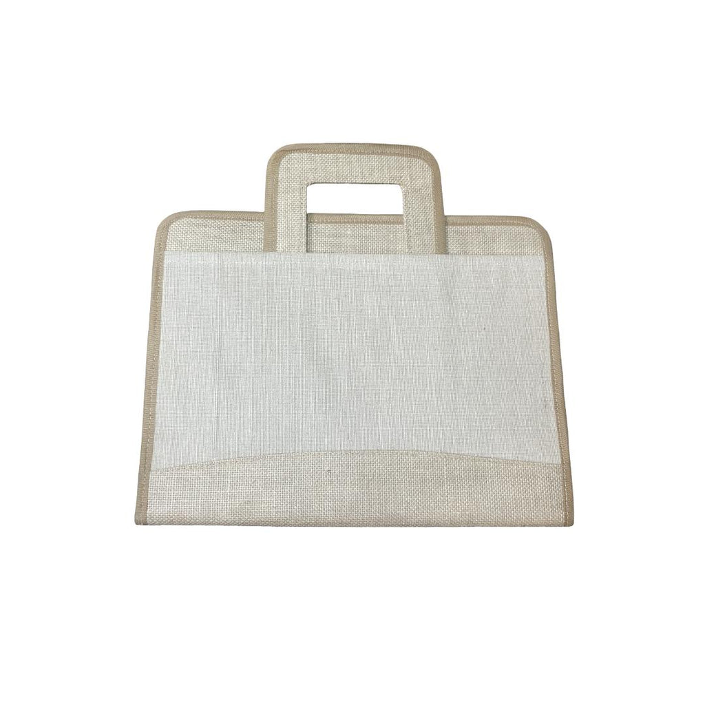 Cubic Jute File Bag | Zip Closure Organizer with Handle